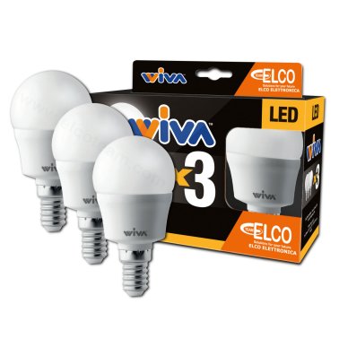 Promo Pack 3 Lampade Led Sfera 7W attacco E14 3000K Wiva 12101001