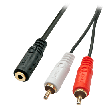 Cavo Audio Adattatore Jack 3,5mm Femmina a 2 x RCA maschio da 25cm