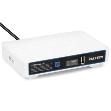 VulTech UPS60PW-DC | Mini UPS Gruppo di Continuità | 12000mAh 60W per Router, Modem, Access Point, Telecamera, Smartphone | Input 100-240VAC | Uscite USB 5V e 12V DC | Mini UPS 60W con Uscite USB, DC e PoE a 9/12/15/24V DC
