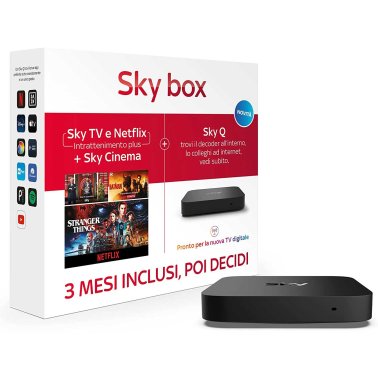 Sky Box con 3 Mesi di Sky TV e Netflix (Intrattenimento plus) + Sky Cinema con Decoder Sky Q incluso