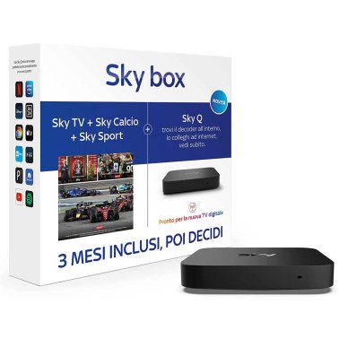 Sky box con 3 Mesi di Sky TV + Sky Calcio + Sky Sport con Decoder Sky Q incluso