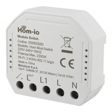 Modulo Switch Relè da Incasso 10A Smart Wi-Fi Hom-io Funzione On-Off 1 Canale