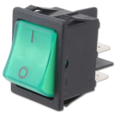 Rocker Switch Bipolar Luminous Green 16A 250V