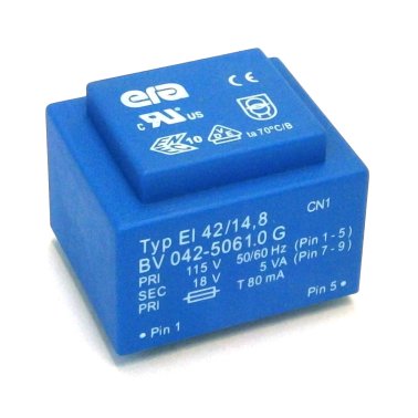 Encapsulated Transformer 115V - 18V - 5VA EI42 ERA Pulse BV042-5061.0