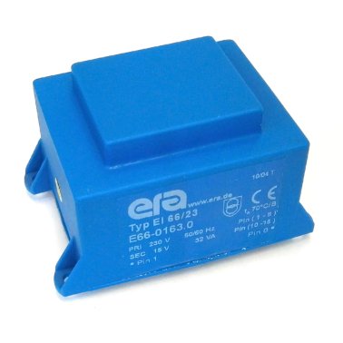 Encapsulated Transformer 230V - 15V - 32VA EI66 / 23 Era Pulse E66-0163.0