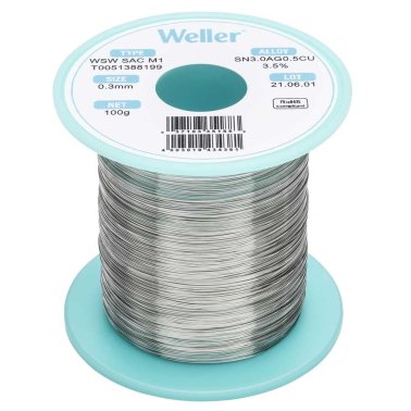 Weller WSW Filo di stagno per saldatura da 0,3mm SAC305 Flussante M1 100 grammi - T0051388199