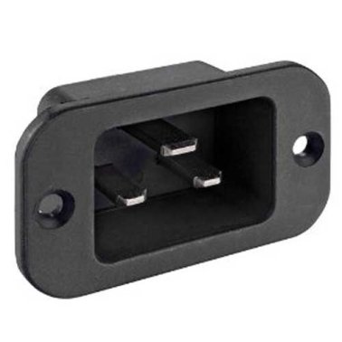 IEC C20 16A 250VAC panel plug with screw fixing and 6.3mm faston connection