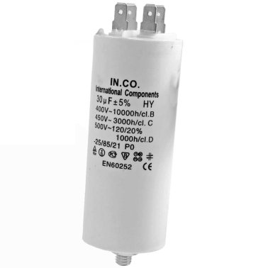 Motor Starting Capacitor 30uF 450VAC 40x95 mm with fixing tang