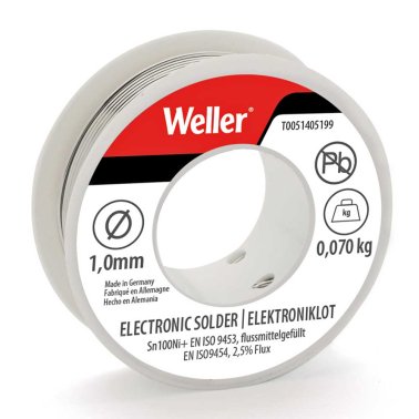 Stagno per Saldatura in Filo 1mm Sn100Ni 70g Lead Free Weller ELSn/1-70, T0051405199