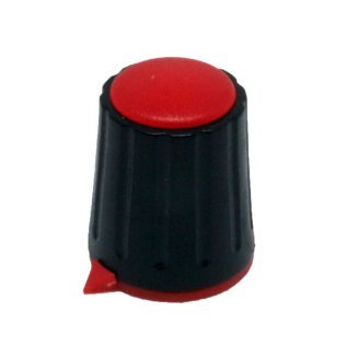 Manopola Nera diametro 15mm con Indice ad Ago e Tappo Rosso