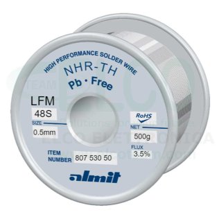 Almit 80753050 Tin Alloy Wire SAC305 Flux L0 diameter 0,5mm 500 grams