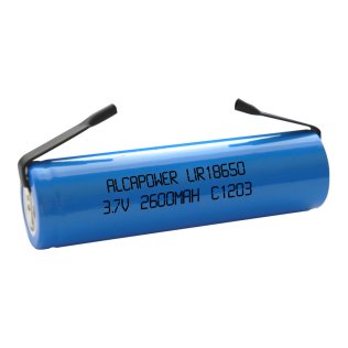 3.7V 2600mAh 18650 Li-Ion Rechargeable Battery with Solder Terminals