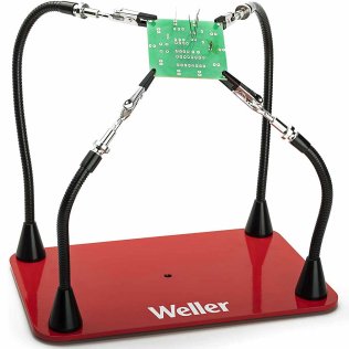 Professional electronics holder with 4 Weller WLACCHHM magnetic crocodiles