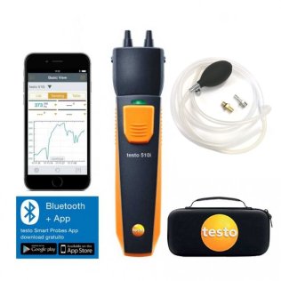 Testo 510i Bluetooth Pressure Gauge Kit for Plant Testing