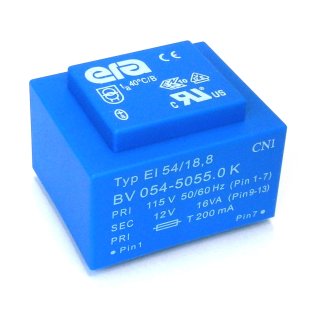 Encapsulated Transformer 115V - 12V - 16VA ERA EI54 BV054-5055.0