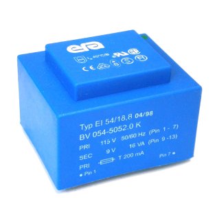 Encapsulated Transformer 115V - 9V - 16VA ERA EI54 BV054-5052.0