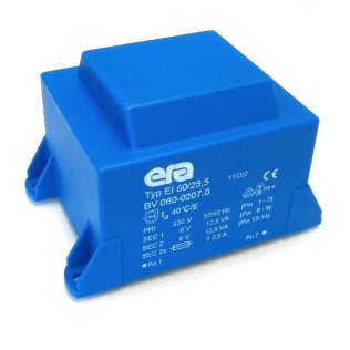 Encapsulated Transformer 230V - 2x6V - 25VA EI60 Era Pulse BV060-0207.0