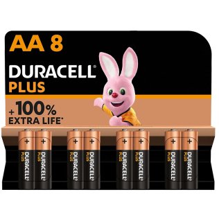 Batterie Alcaline Duracell Plus AA Stilo - Confezione 8 pile
