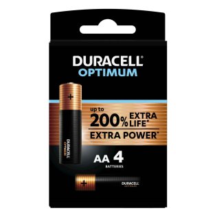 Batterie Alcaline Duracell Optimum AA Stilo - Confezione 4 pile