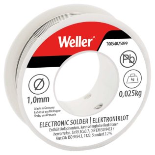 Soldering Tin Wire 1mm Sn99,3Cu0,7 ROM1 25 grams Weller EL99/1-25 - T0054025099