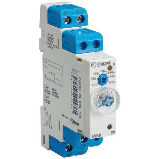 Crouzet 88829117 DIN SPDT timer (1 Form C) from 0.1 seconds to 20 hours - 5A 250VAC from DIN rail