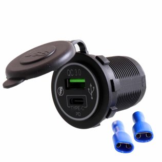 Caricabatteria USB 12-24V QC3.0 tipo A + C da pannello