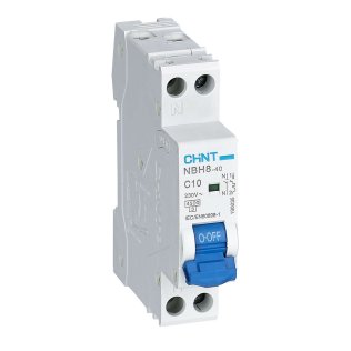 Chint NBH8-40 Compact Circuit Breaker 1P+N 10A 4.5kA Curve C 1 DIN Module