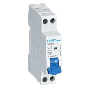 Chint NBH8-40 Interruttore Magnetotermico compatto 1P+N 20A 4,5kA Curva C 1 Modulo DIN