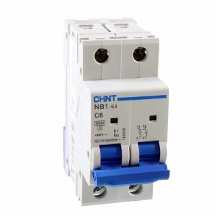 Chint NB1-63 Interruttore Magnetotermico 2P 6A 6kA Curva C 2 Moduli DIN