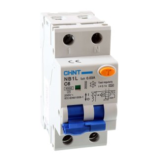 Chint NB1L1 Interruttore magnetotermico differenziale 1P+N 6A 30mA 4,5kA Curva C Tipo A