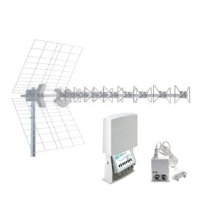 Kit Antenna TV Digitale Terrestre Fracarro KIT 7 5G T2 Antenna BLU10HD, Amplificatore e Alimentatore, 217973