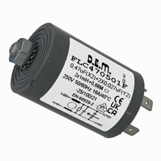 FLC470501F Filtro Antidisturbo Induttivo Capacitivo DEM 0,47uF(X2)+2x0,027uF(Y2) 2x1mH+0,68MOhm