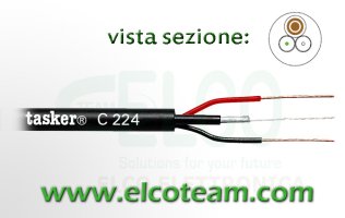 Cavo videocontrollo 1x75Ω + 2x0,22mm Tasker C224