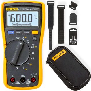 Fluke 115 Multimetro Digitale TRMS 600V 10A | Comprende Custodia C50 e Accessori Magnetici TPAK