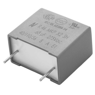 KEMET R46KI315050M2K | Condensatore polipropilene X2 | 150nF | 275VAC | passo 15mm | terminali 25mm