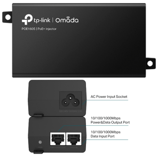 Omada POE160S TL-POE160S Adattatore Poe Injector PoE+ 802.3af/at 30W | Dist. max. 100mt