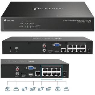 VIGI NVR1008H-8MP Network Video Recorder PoE+ 8 Canali | VIGINVR POE 113W 1xSATA VGA/HDMI 80Mbps