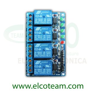 Shield con 4 Relè elettromeccanici bobina 12V