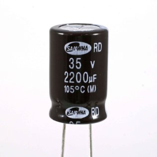 Condensatore Elettrolitico 2200uF 35 Volt 105°C Samwha 16x25 mm