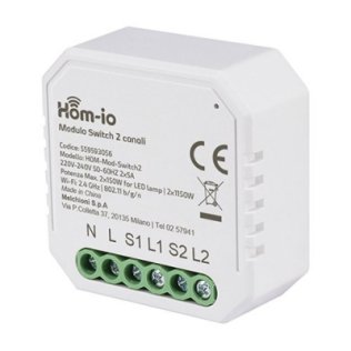Modulo Switch Relè da Incasso 10A Smart Wi-Fi Hom-io Funzione On-Off 2 Canali