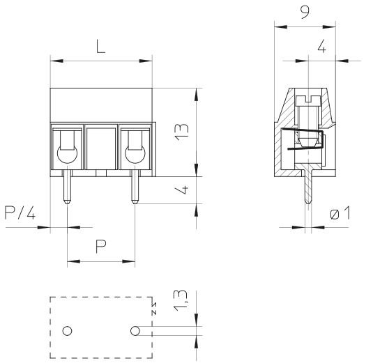 Dimensions of the Stelvio CMM10 terminal blocks