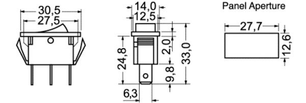 Interruttore Unipolare Luminoso Rosso 230VAC Rocker Switch