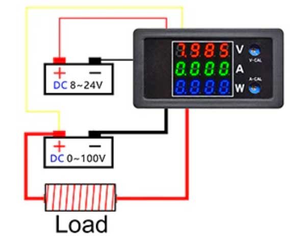 Modulo Voltmetro Amperometro Wattmetro DC da pannello 100V / 10A / 1000W