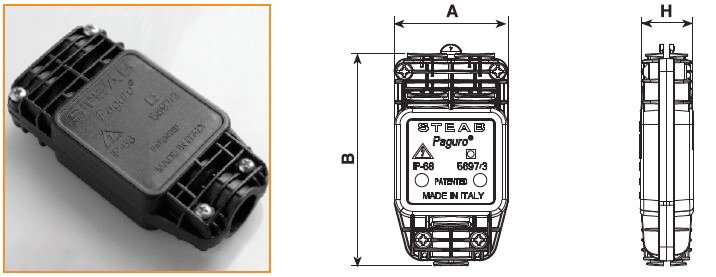 Giunzione Elettrica IP68 Steab Paguro 5697/3///221 Dimensioni