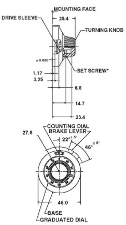 Dimensions Multiturn Knob ZS-46-15