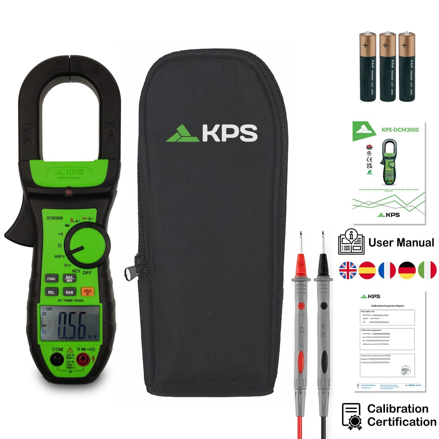 560KPS-DCM3000 - KPS-DCM3000 Pinza amperometrica AC TRMS 1000A
