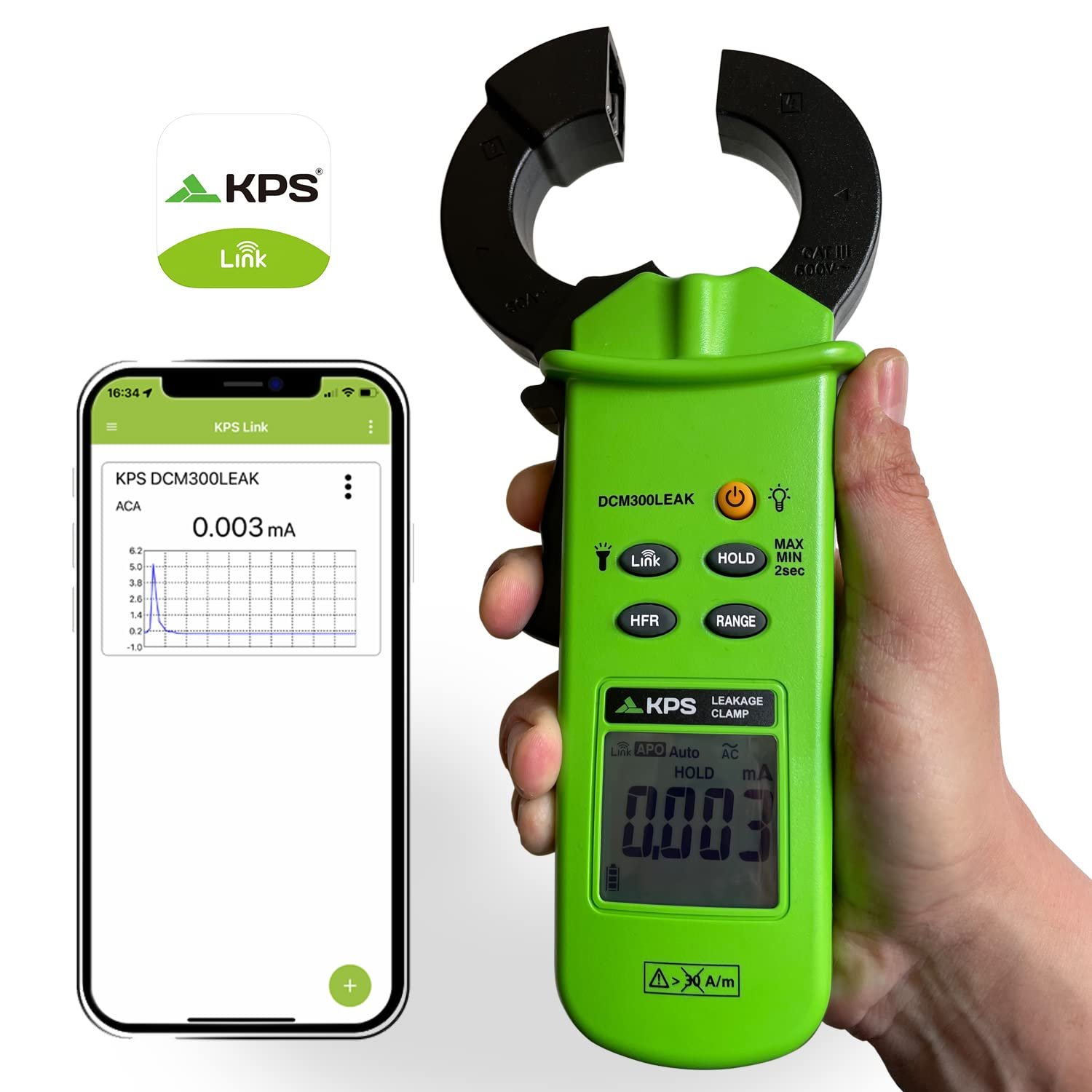 560KPS-DCM300LEAK - Pinza correnti di dispersione TRMS Bluetooth - App