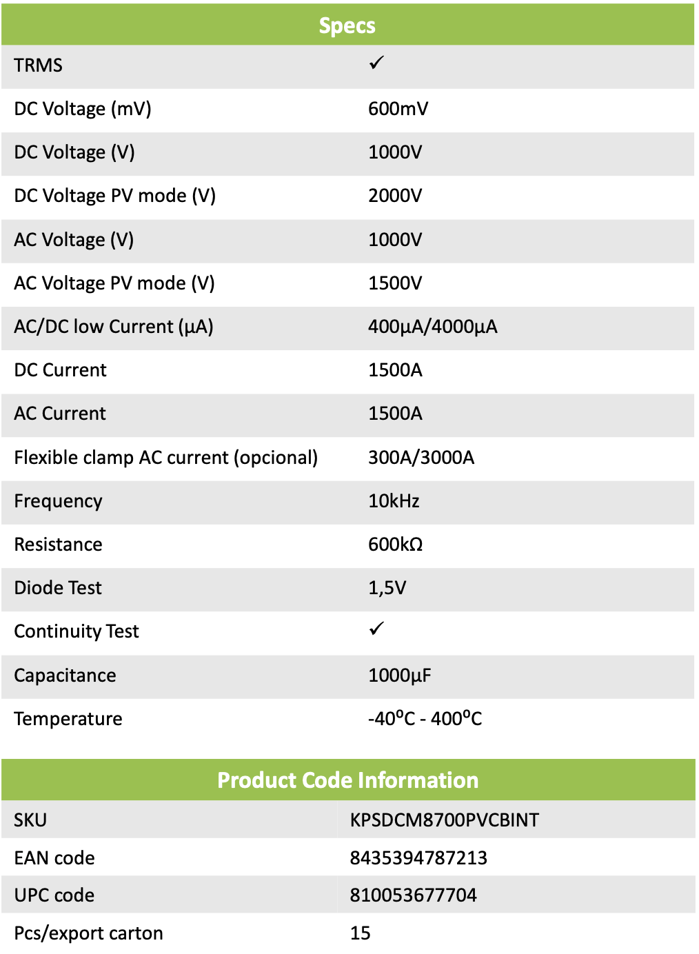 DCM8700PV SPECS 2