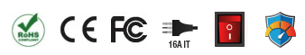 certificazioni-Multipresa da Tavolo a Torretta Salvaspazio 8 Posti Italiana Bipasso / Schuko 2 USB-A e 2 USB-C™