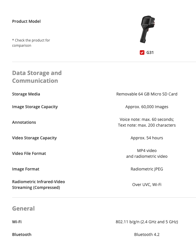 caratteristiche termocamera g3 gx1 hikmicro